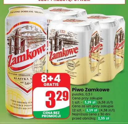 Piwo Zamkowe Jasne Pełne promocja w Dino