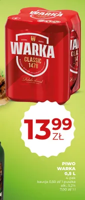 Piwo Warka Classic 4-pak 500 ml promocja w Duży Ben