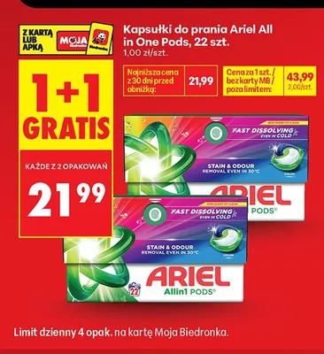 Kapsułki do prania Ariel All in One Pods promocja w Biedronka