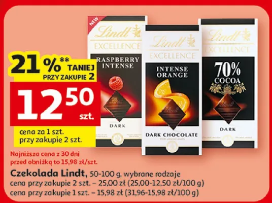 Czekolada Lindt, wybrane rodzaje promocja w Auchan
