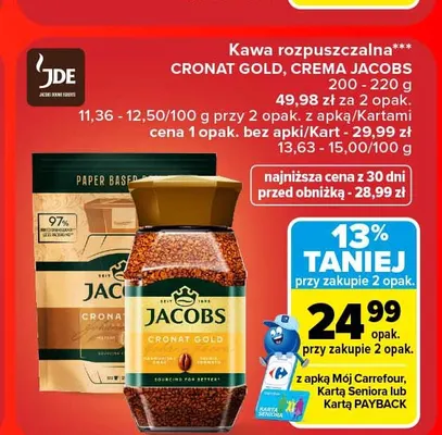 Kawa rozpuszczalna Cronat Gold Jacobs promocja w Carrefour