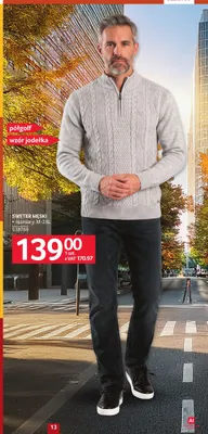 Sweter męski półgolf wzór jodełka promocja w Selgros
