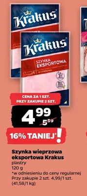 Szynka wieprzowa eksportowa Krakus plastry promocja w Netto