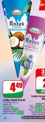 Lody rożek o smaku kokosowym Koral promocja w Dino