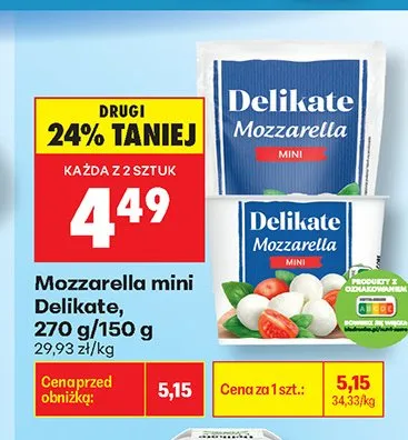 Mozzarella mini Delikate promocja w Biedronka