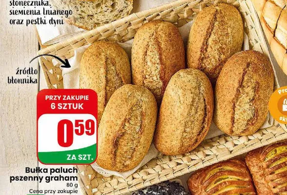 Bułka paluch pszenny graham promocja w Dino