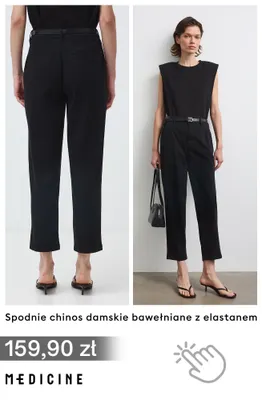 Spodnie chinos damskie bawełniane z elastanem Medicine promocja w Medicine