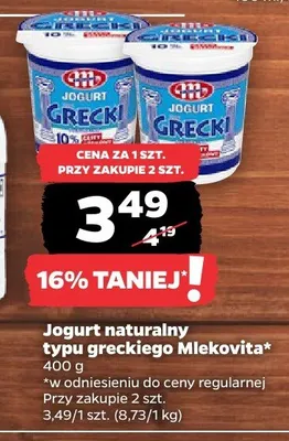 Jogurt naturalny typu greckiego Mlekovita promocja w Netto