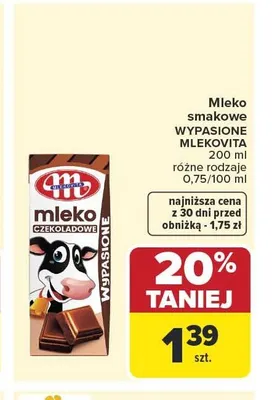 Mleko smakowe Wypasione Mlekovita promocja w Carrefour Market