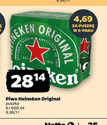Piwo Heineken Original 6-pak 500 ml promocja w Netto