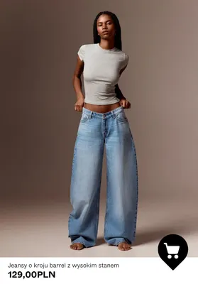 Jeansy o kroju barrel z wysokim stanem promocja w Bershka