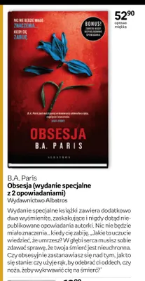 Książka Obsesja (wydanie specjalne z 2 opowiadaniami) B.A. Paris promocja w Empik
