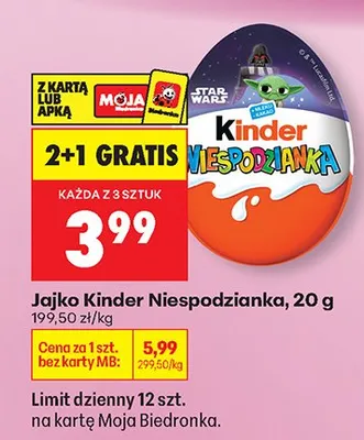 Jajko Niespodzianka 2+1 GRATIS promocja w Biedronka