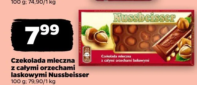 Czekolada mleczna z całymi orzechami laskowymi promocja w Netto