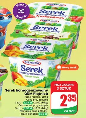 Serek homogenizowany OSM Piątnica mango-mięta promocja w Dino