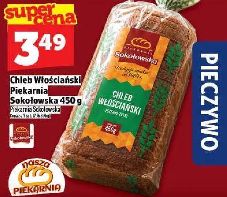 Chleb Włościański Piekarnia Sokołowska 450g promocja w TOPAZ