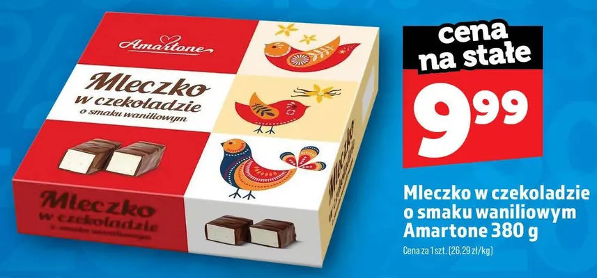 Mleczko w czekoladzie o smaku waniliowym Amartone promocja w TOPAZ