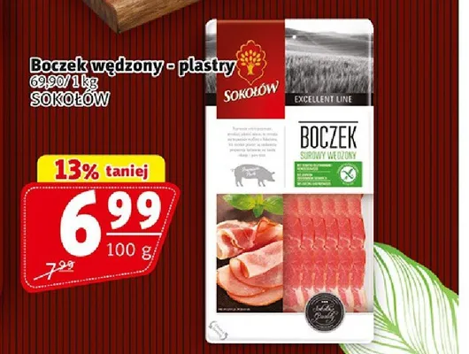 Boczek wędzony plastry SOKOŁÓW promocja w Prim Market