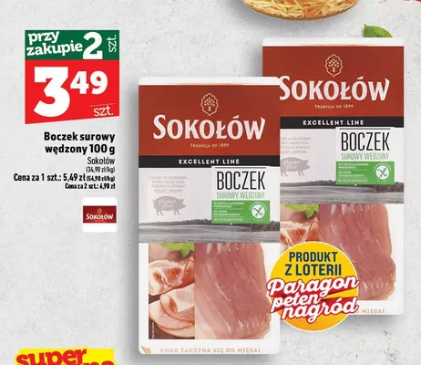 Boczek surowy wędzony Sokołów promocja w TOPAZ