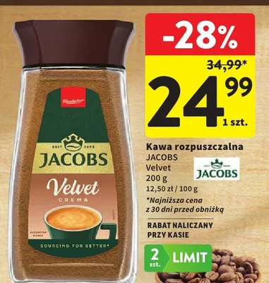 Kawa rozpuszczalna Jacobs Velvet promocja w Intermarche