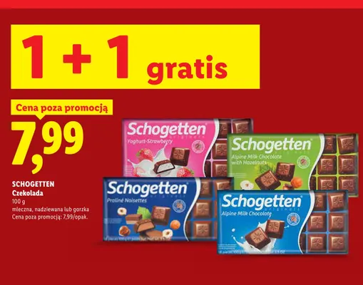 Czekolada nadziewana Schogetten promocja w Lidl