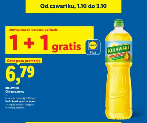 Olej rzepakowy Kujawski promocja w Lidl