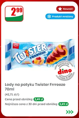 Lody na patyku Algida Twister Frrreeze promocja w Dino