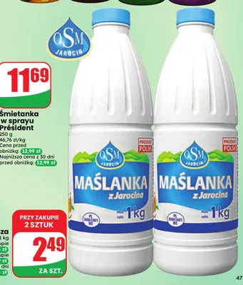 Maślanka spożywcza OSM Jarocin promocja w Dino