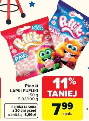 Pianki łapki pufliki promocja w Carrefour