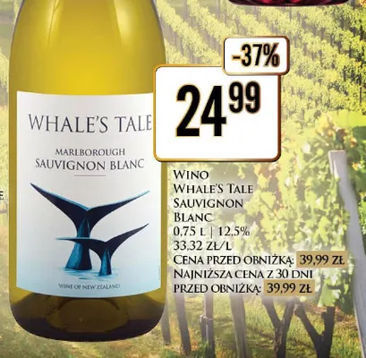 Wino białe Whale's Tale Sauvignon Blanc promocja w Dino