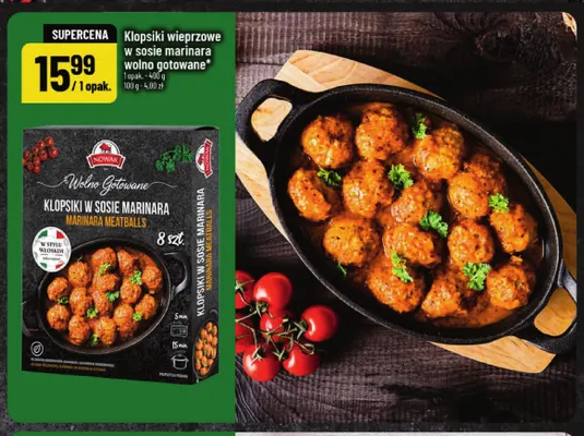 Klopsiki wieprzowe w sosie marinara wolno gotowane Nowak promocja w POLOmarket