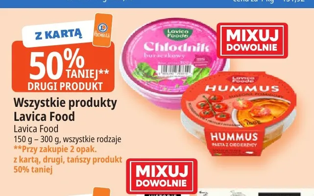 Hummus pasta z ciecierzycy Lavica Food promocja w Leclerc