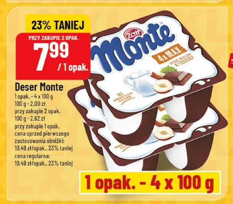 Deser Monte 4-pak Zott promocja w POLOmarket