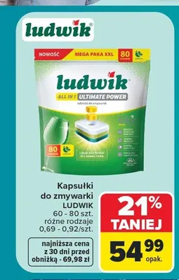 Kapsułki do zmywarki Ludwik All in 1 Ultimate Power promocja w Carrefour Market