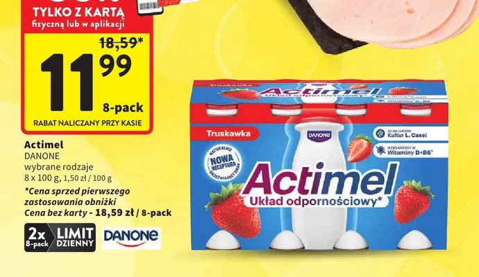 Napój probiotyczny Actimel truskawkowy promocja w Intermarche