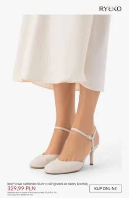 Czółenka ślubne slingback Ryłko kremowe ze skóry licowej promocja w Ryłko