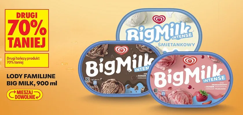 Lody familijne Big Milk Intense Śmietankowy promocja w Biedronka