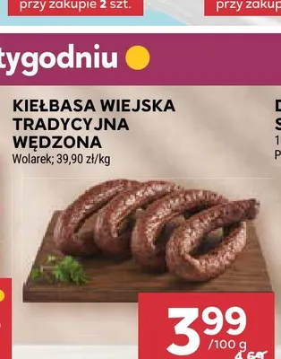 Kiełbasa wiejska tradycyjna wędzona Wolarek promocja w Stokrotka