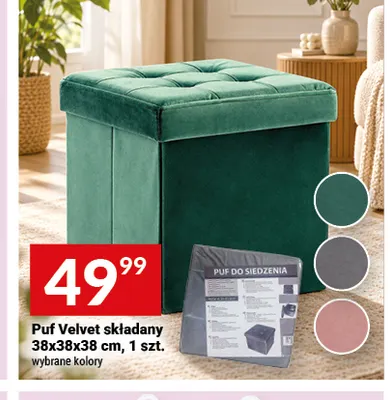 Puf Velvet składany 38x38x38 cm promocja w Twój Market