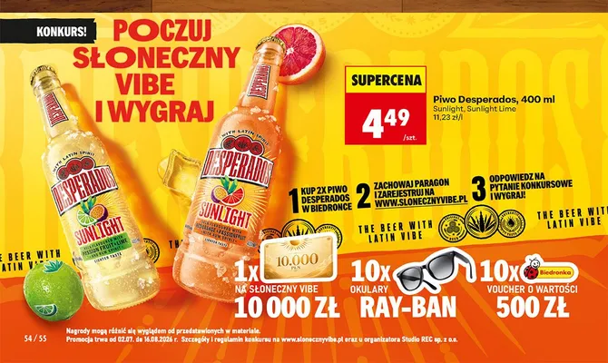 Piwo Desperados Sunlight Lime promocja w Biedronka