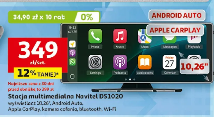 Stacja multimedialna Navitel DS1020 10,26" promocja w Auchan