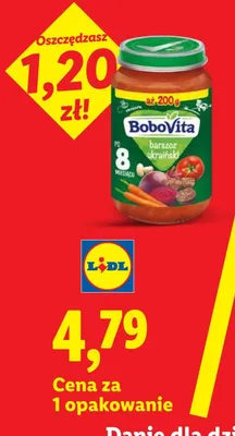 Danie dla dzieci barszcz ukraiński po 8m-cu Bobovita promocja w Lidl