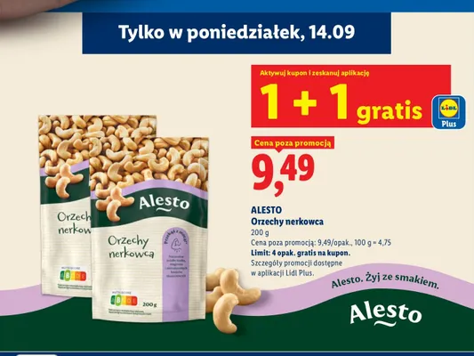 Orzechy nerkowca Alesto promocja w Lidl
