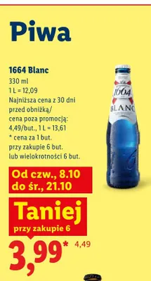 Piwo 1664 Blanc promocja w Lidl