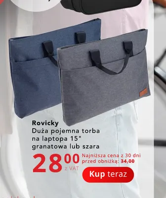 Duża pojemna torba na laptopa 15" Rovicky promocja w Poczta Polska