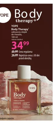 Odżywczy olejek do masażu Body Therapy Yope promocja w Hebe