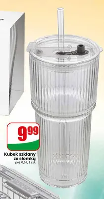 Kubek szklany ze słomką 0,6 l promocja w Dino