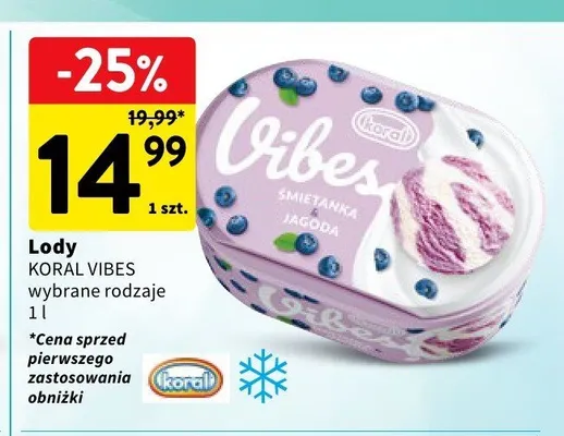 Lody Koral Vibes Śmietanka & Jagoda promocja w Intermarche