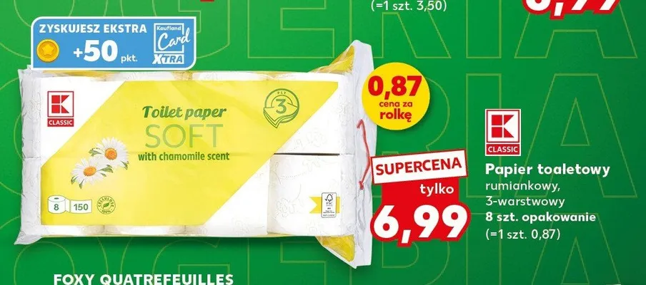 Papier toaletowy K-Classic rumiankowy 3-warstwowy promocja w Kaufland