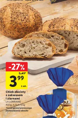 Chleb złocisty z zakwasem i ziarnami La Lorraine promocja w Intermarche